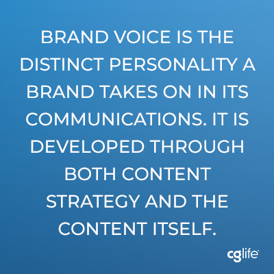 Brand voice is the distinct personality a brand take on in its communications. it is developed through both content strategy and the content itself. 